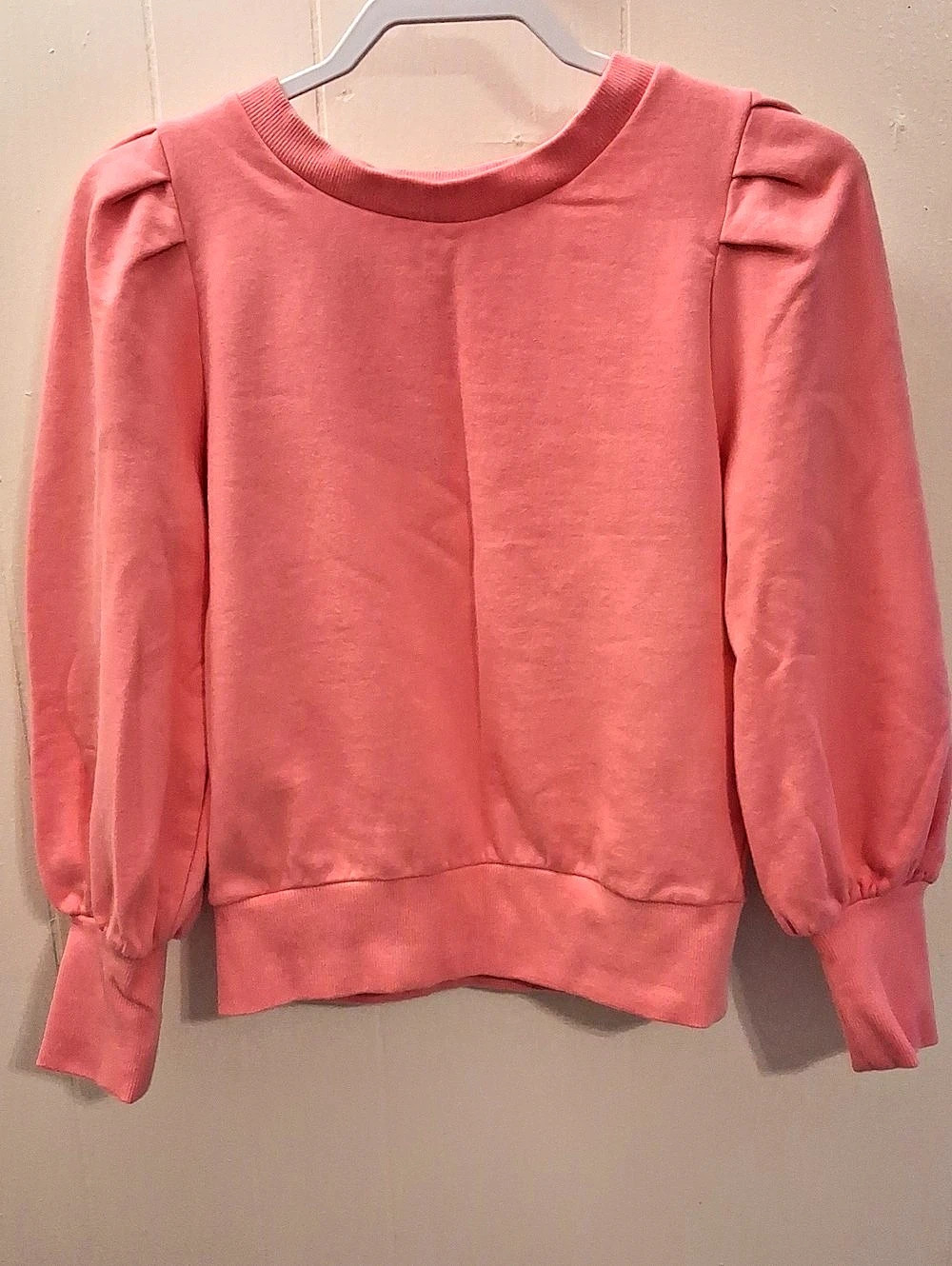 LOFT Pleated Puff Sleeve Sweatshirt Pink Size Small